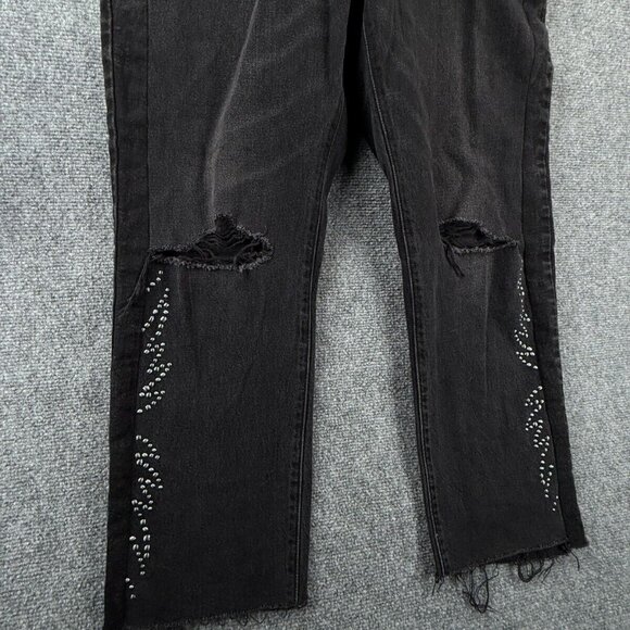 Levis Premium 501 Jeans Black Embellished Studded Denim Charcoal Wash 32x26 - Picture 4 of 16